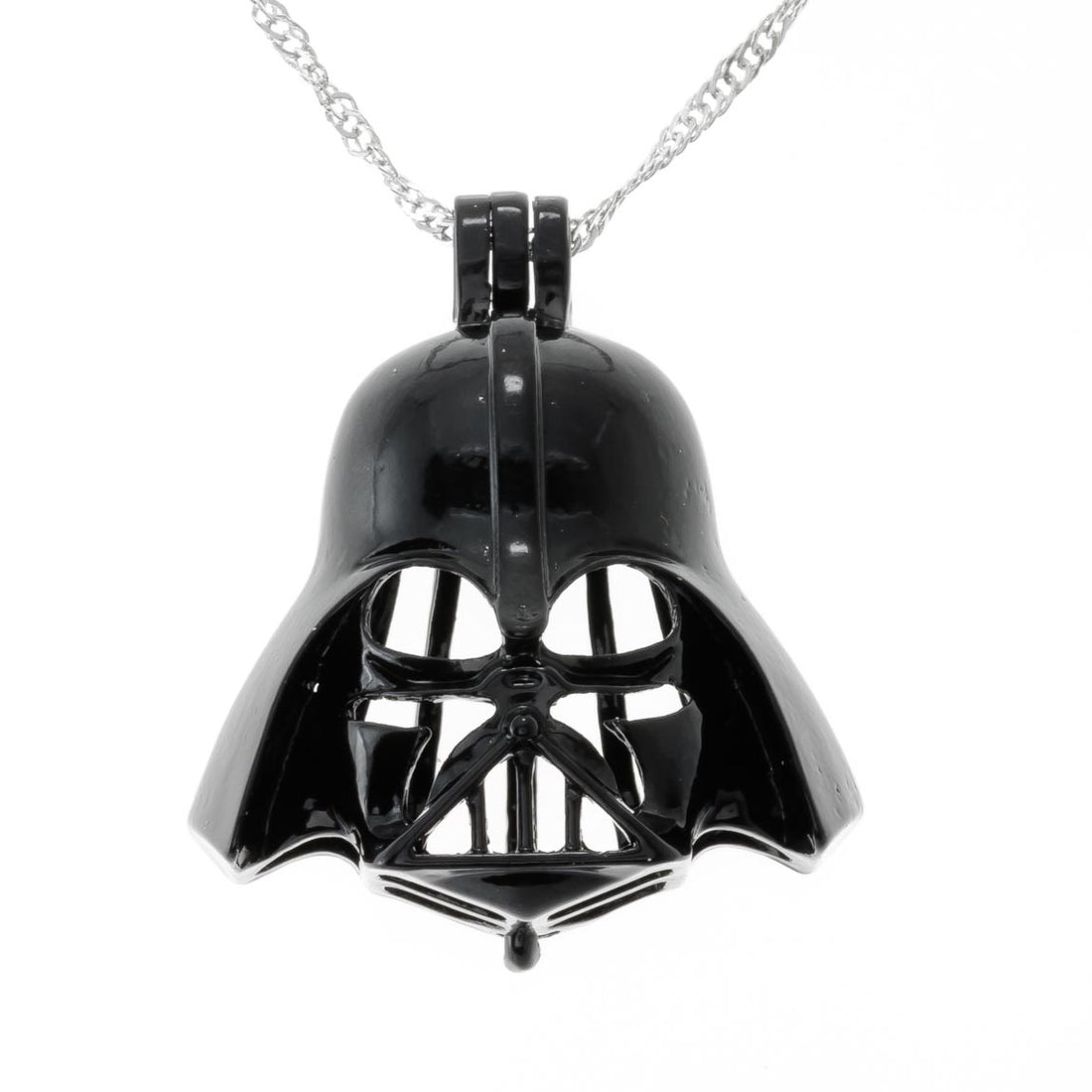 Colgante de jaula chapado en plata de Darth Vader negro