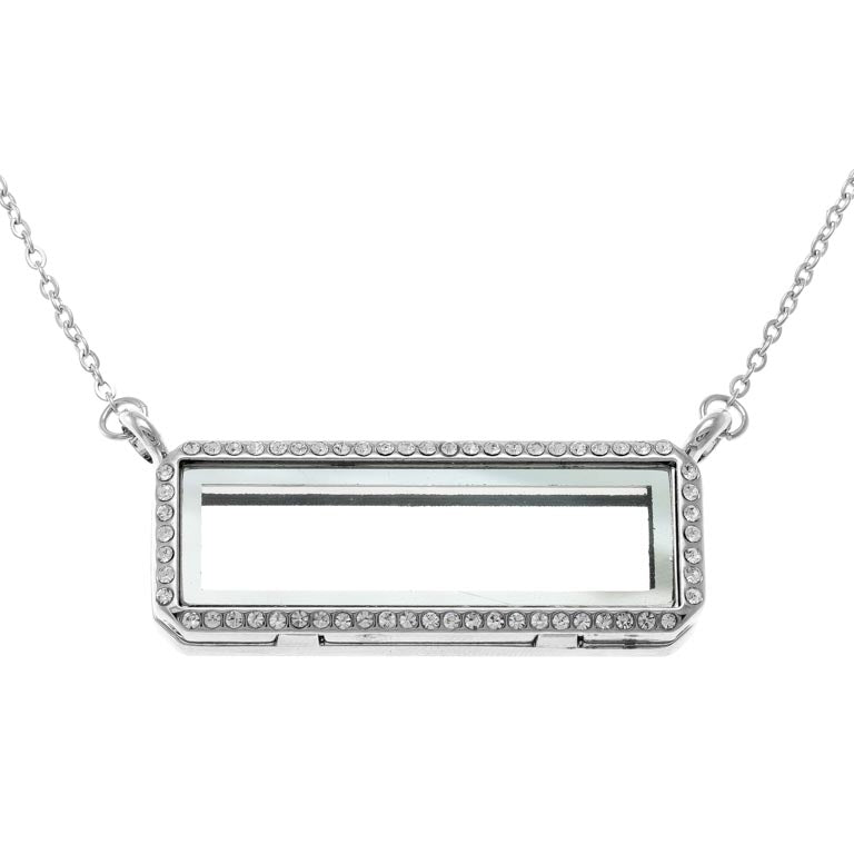 Silver Plated Bar Magnetic Locket with Chain Default Title