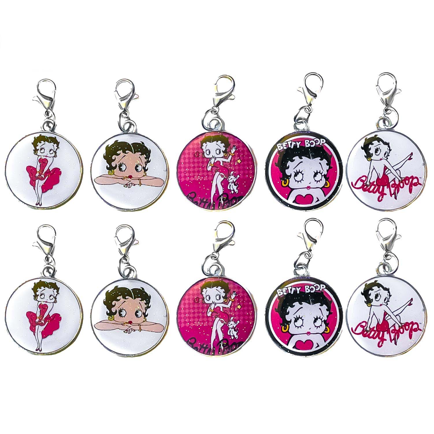 Betty Boop Cabochon Drip Clips Metal Keychain 10 Pack Variety