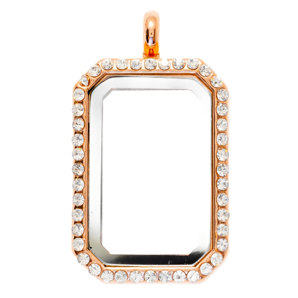 Rounded Rectangle Pendant Rose Gold Locket With Rose Gold Chain Default Title