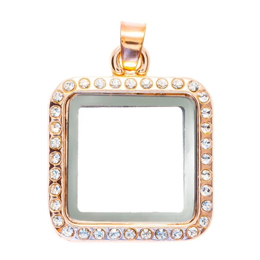 Petite Rounded Square Pendant Rose Gold Locket With Rose Gold Chain Default Title