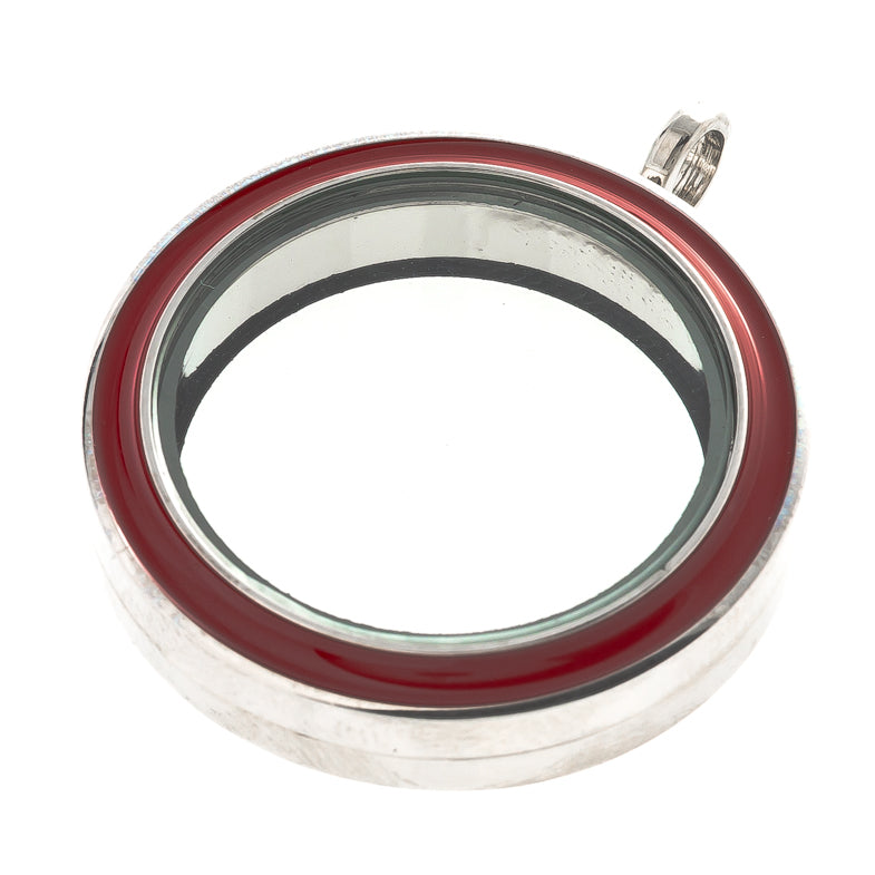 30mm Red Round Enamel Twist Screw Off Glass Locket Default Title