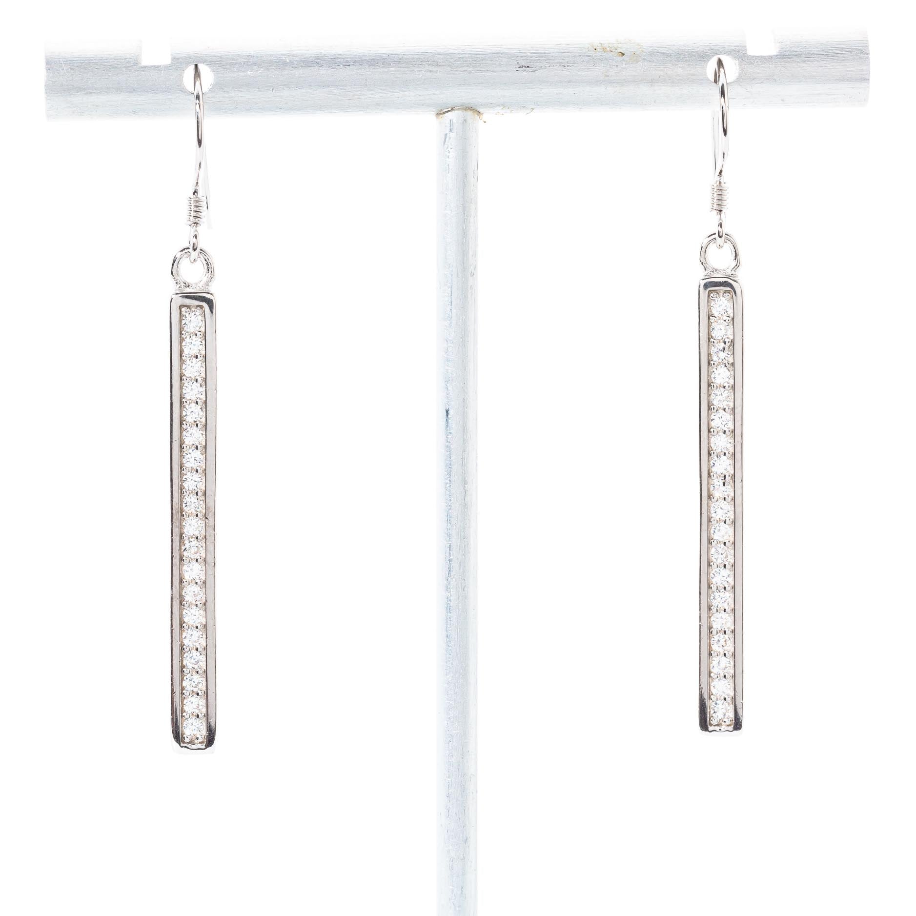 Sterling Silver Bar Geometric Drop Earrings | Otis Jaxon Jewellery