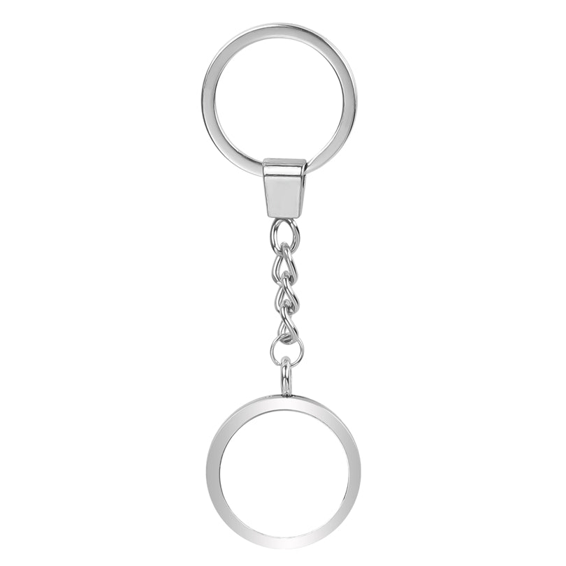 Glass Locket Keychain Magnetic - 30mm Round Rhinestone