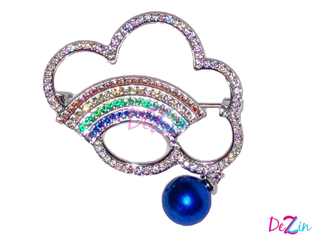 Broche de montaje Plateado Arco iris Nube Colorido Diamante de imitación