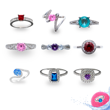 Ring Bomb - Sized Gemstone Rings 925 Sterling Silver Rhodium Coated (360 Styles)
