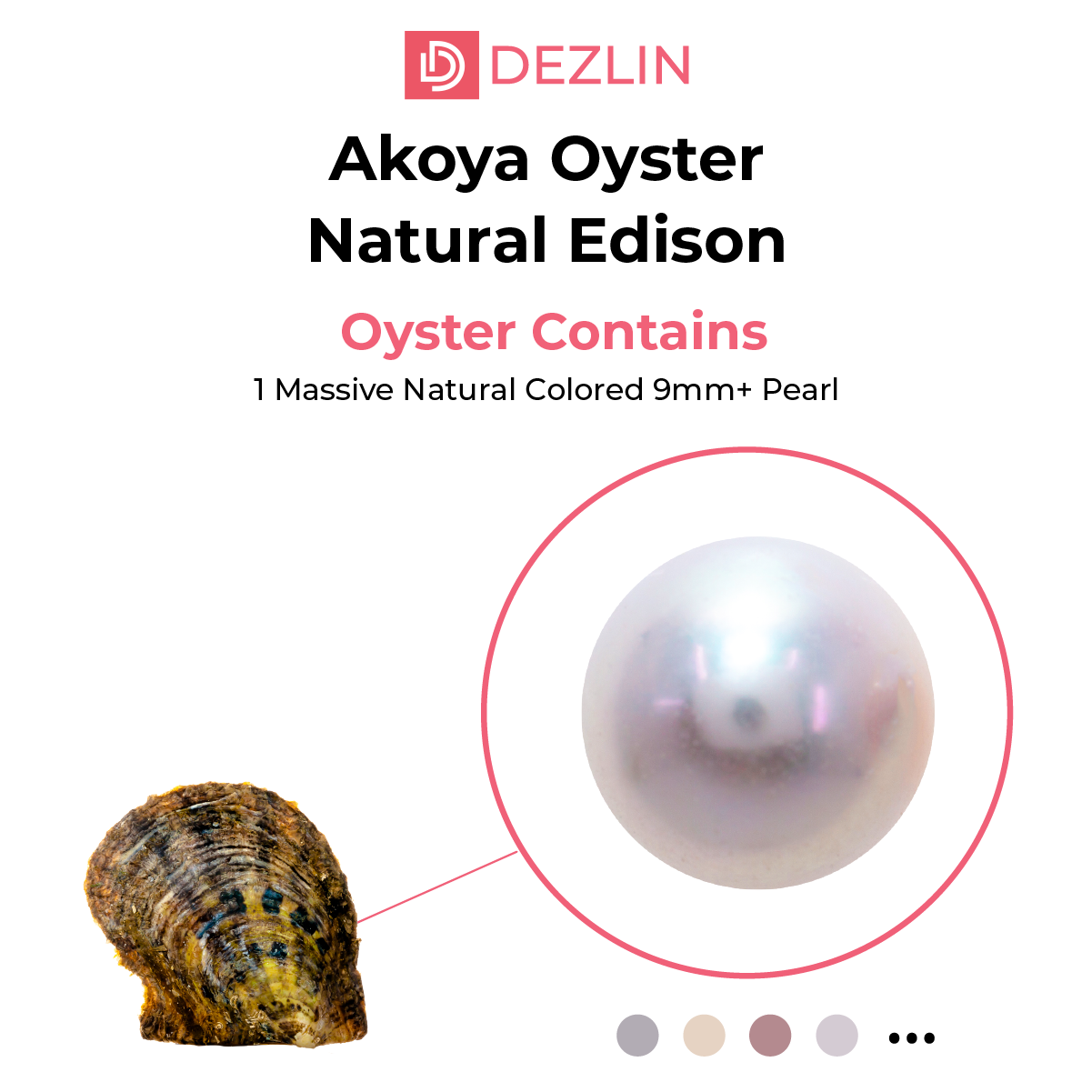 Edison 9mm+ Pearl en una concha de ostra Akoya
