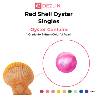 Ostras de concha roja con perlas redondas de agua dulce